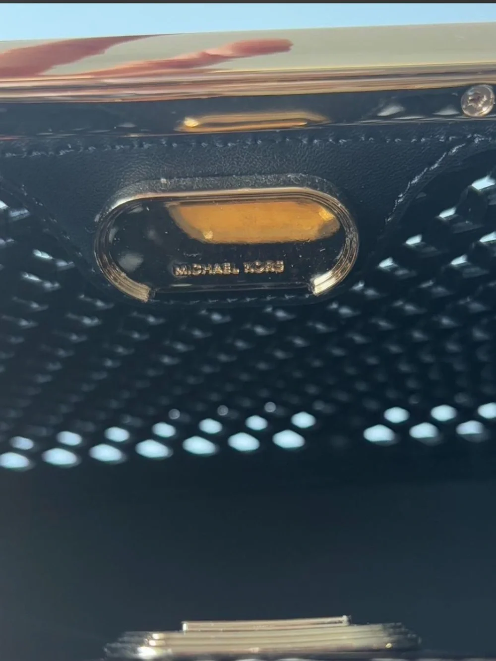 Michael Kors Black Women's Top-Handle Clutch with Gold Hardware